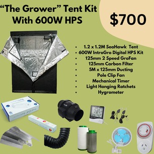 "The Grower" 1.2M x 1.2M Tent Starter Kit 600W HPS