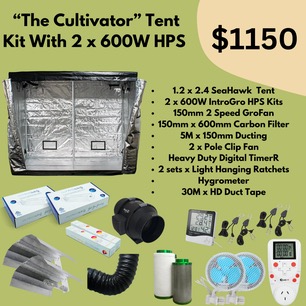 "The Cultivator" 1.2M x 2.4M Tent Starter Kit With 2 x 600W HPS