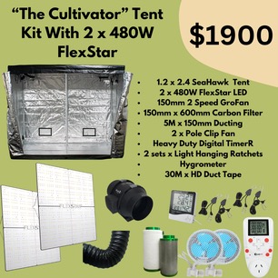 The Cultivator 1.2M x 2.4M Tent Starter Kit With 2 x 480W FlexStar